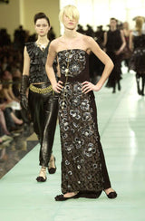 Outstanding Fall 2001 Chanel by Karl Lagerfeld Runway Strapless Sequin & Lace Panel Dress