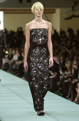 Outstanding Fall 2001 Chanel by Karl Lagerfeld Runway Strapless Sequin & Lace Panel Dress