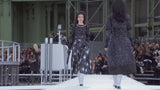 Beautiful Fall 2017 Chanel by Karl Lagerfeld Runway Look 85 Black Skirt w Silver Sequins