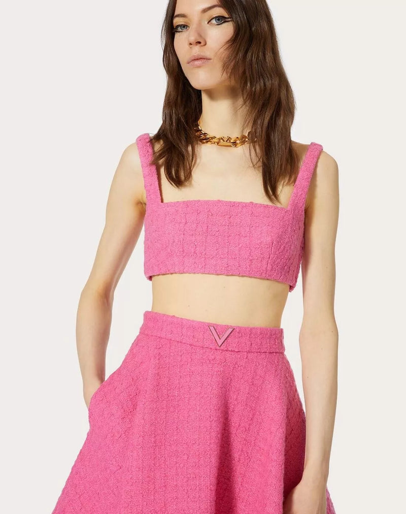 Recent Valentino by Pierpaolo Piccioli Pink Minimal Halter & Flared Mini Skirt Set