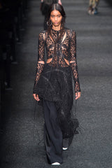 Fall 2017 Alexander McQueen by Saran Burton Black Lace Dress w See Through Back & Sleeves