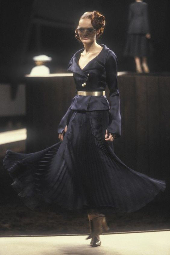 Spring 2000 Chanel by Karl Lagerfeld Haute Couture Runway Blue Organza Silk Dress & Jacket