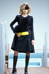 Classic Fall 2000 Chanel by Karl Lagerfeld Haute Couture Pleated Top & Black Silk Dress