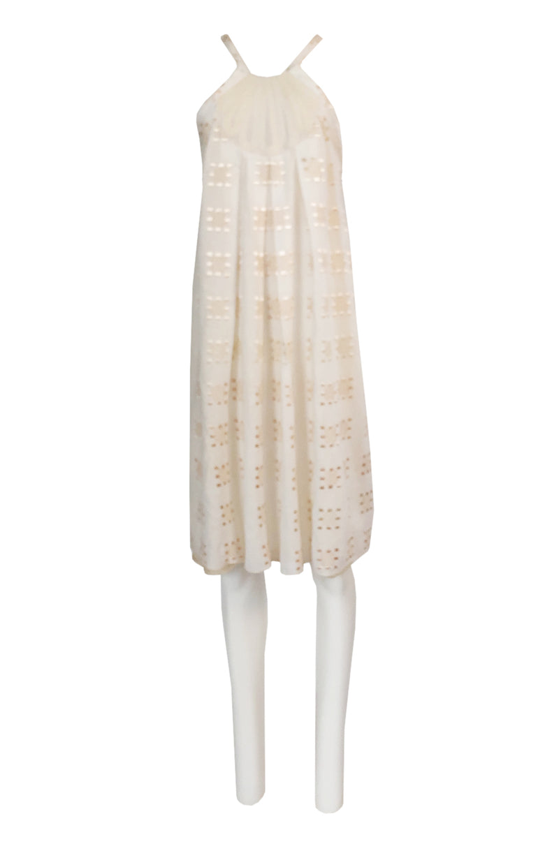 c.1971 Bill Gibb Embroidered Ivory Cotton Gauze Dress & Jacket Set