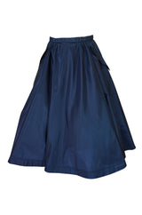 1950s Pauline Trigere Blue Silk Taffeta Cocktail Skirt, Top & Sash