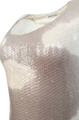 Iconic 1973 Halston Cloud Dress in Silver Grey & Ivory Covered with Iridescent Sequins