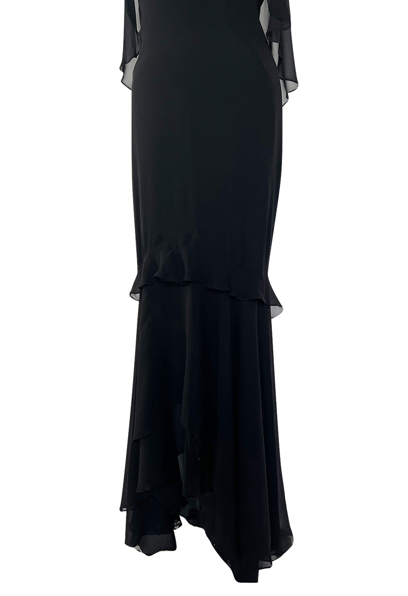 Couture Tom Shrimpton Laurent Dress Saint 2004 – Spring Chiffon Black by Yves Silk Ford