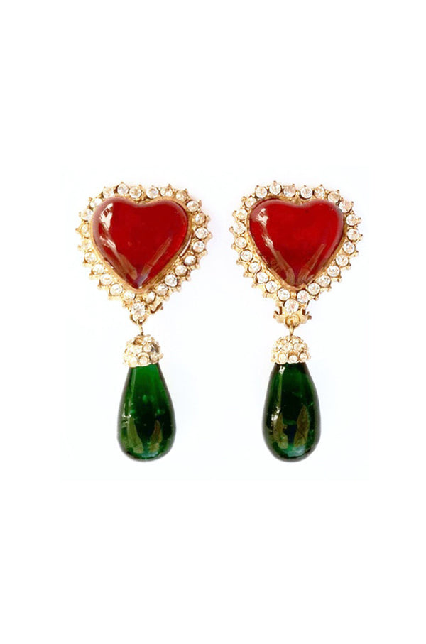 CHANEL Maison Gripoix Heart Earrings 1980s