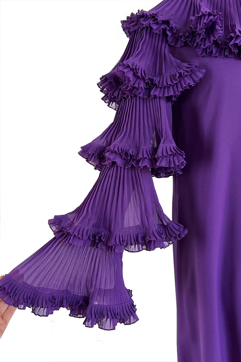 Christian Dior Pre-Owned knitted ruffle skirt suit - Purple