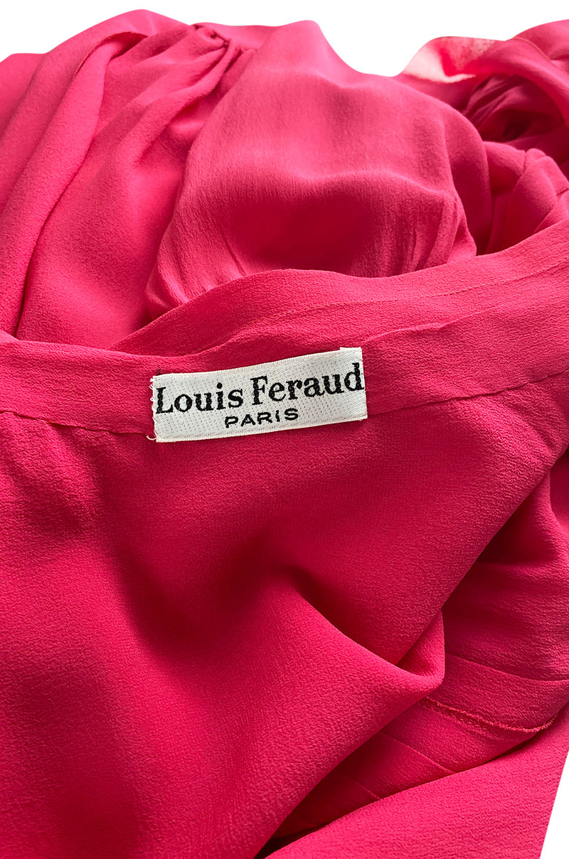 1970s Louis Feraud Haute Couture Hand Pleated Pink Silk Chiffon