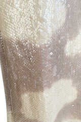 Iconic 1973 Halston Cloud Dress in Silver Grey & Ivory Covered with Iridescent Sequins