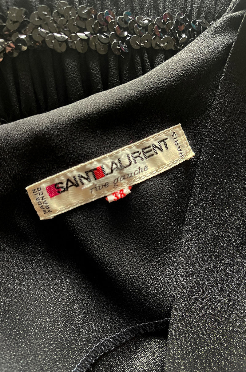 Fall 1983 Yves Saint Laurent Ad Campaign Black Silk Crepe Dress w