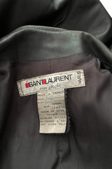 Important Fall 1983 Yves Saint Laurent Runway Leather Coat w Huge Sleeves & Buttons