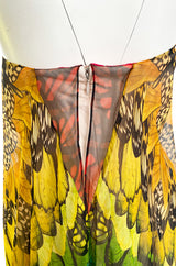 Spring 2008 Alexander McQueen Iconic Strapless Silk Chiffon Butterfly Rainbow Dress w Belt