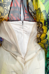 Spring 2008 Alexander McQueen Iconic Strapless Silk Chiffon Butterfly Rainbow Dress w Belt