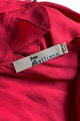 Incredible 2000s John Galliano Deep Red Bias Cut Dress w Silver Bead Detailing