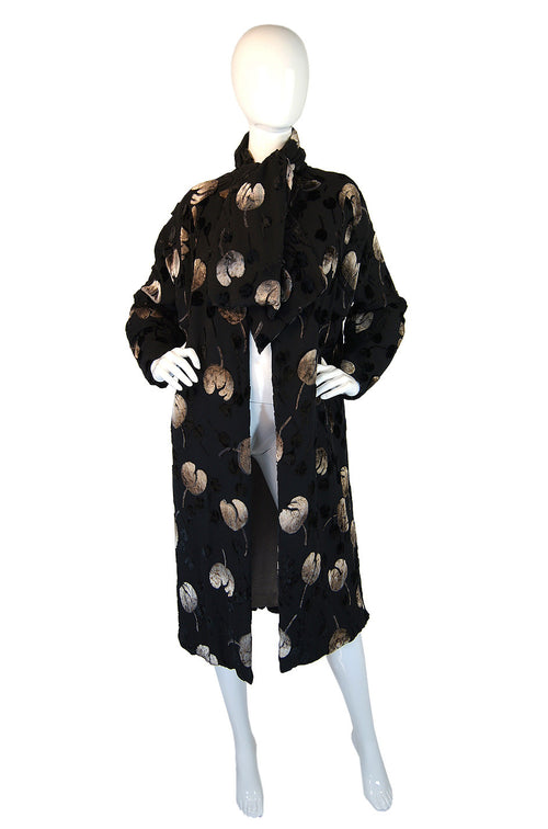 1930s Silk Chiffon & Velvet Devore Coat