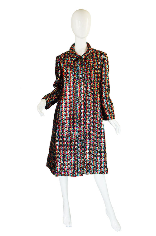 1960s Harlequin Metallic Brocade Coat