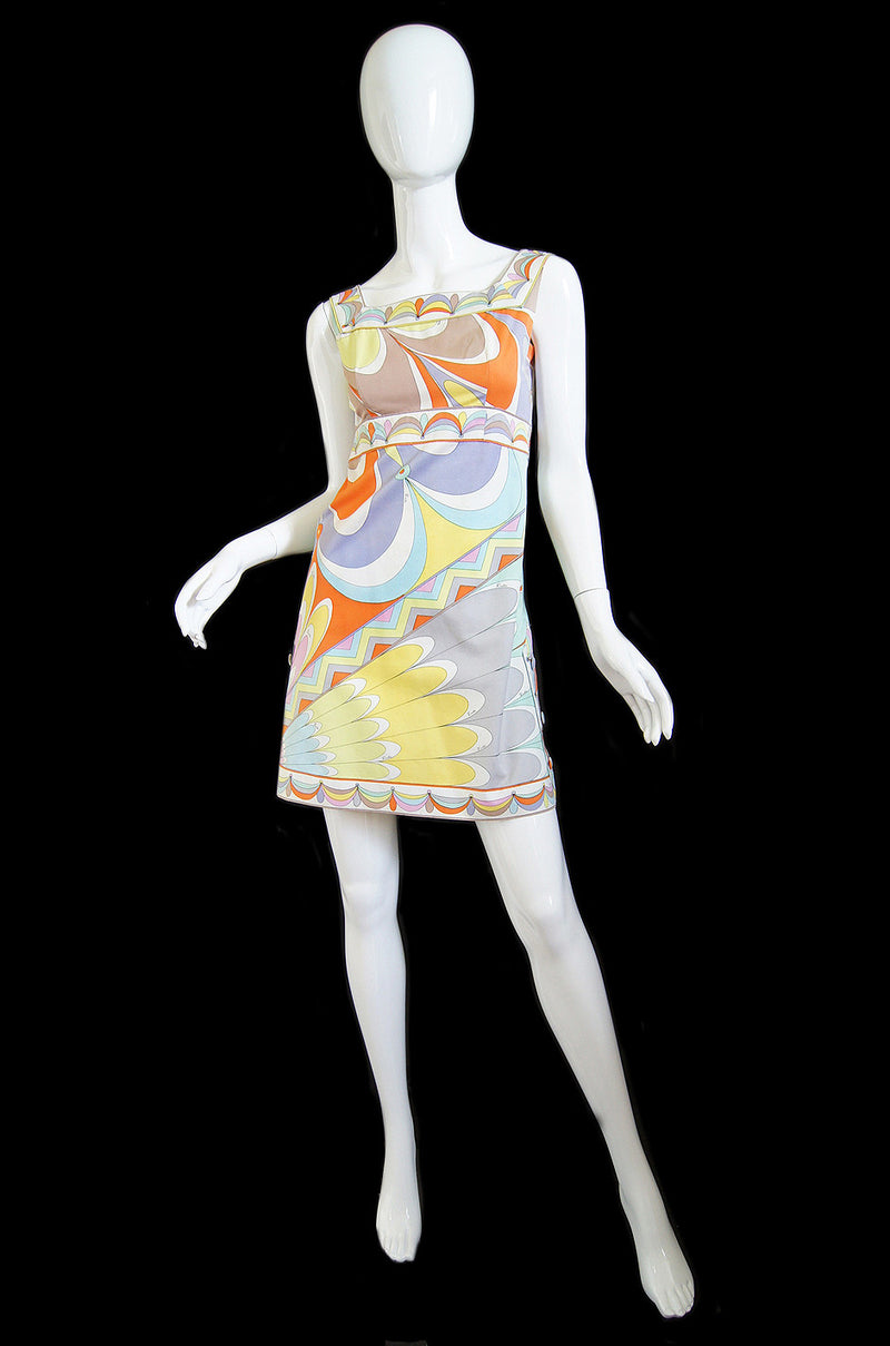 1960s Pucci Square Neck Cotton Mini Dress