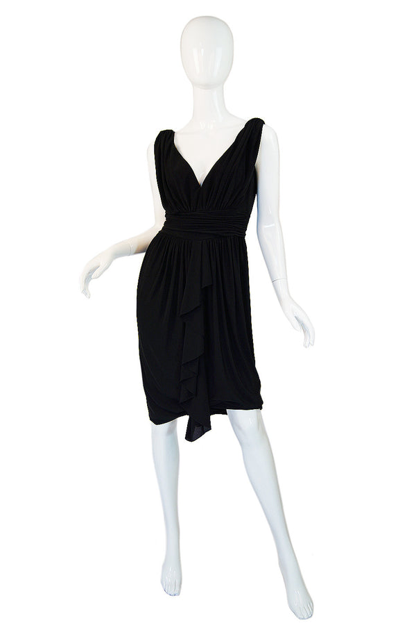 1970s Slinky LBD Plunge Jersey Dress