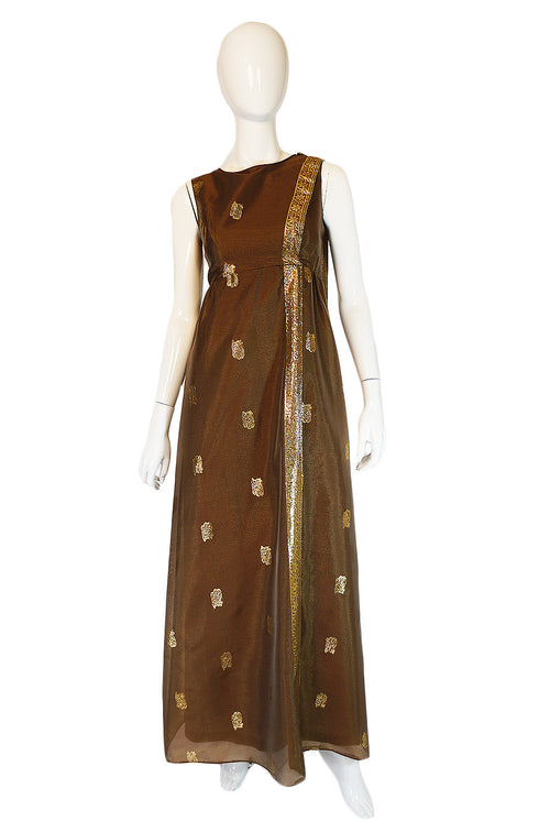 1970s Saks Fifth Ave Organza Maxi Dress