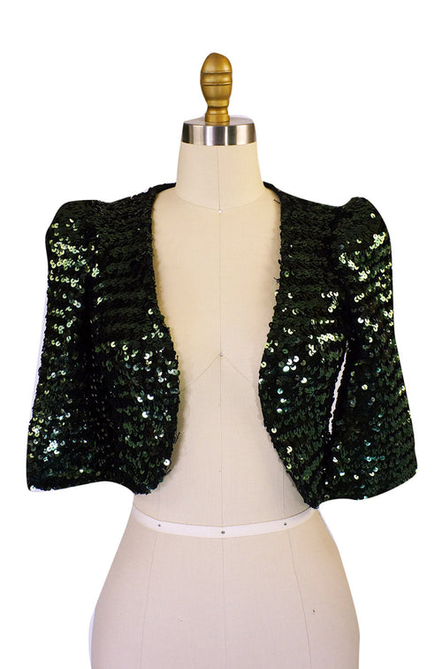 Rare 1970s Sequin Green Biba Jacket