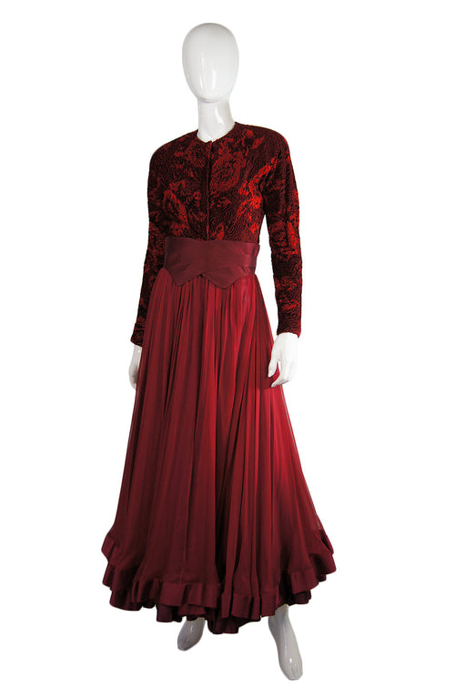 1980s Geoffrey Beene Silk Couture Gown