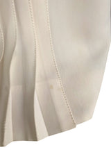 Spring 1976 Chanel Haute Couture Silk Ivory Dress w Hand Stitched Pleats