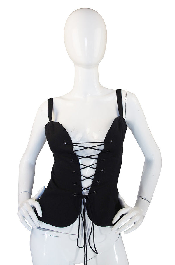 1970s Yves Saint Laurent Black Corset Top