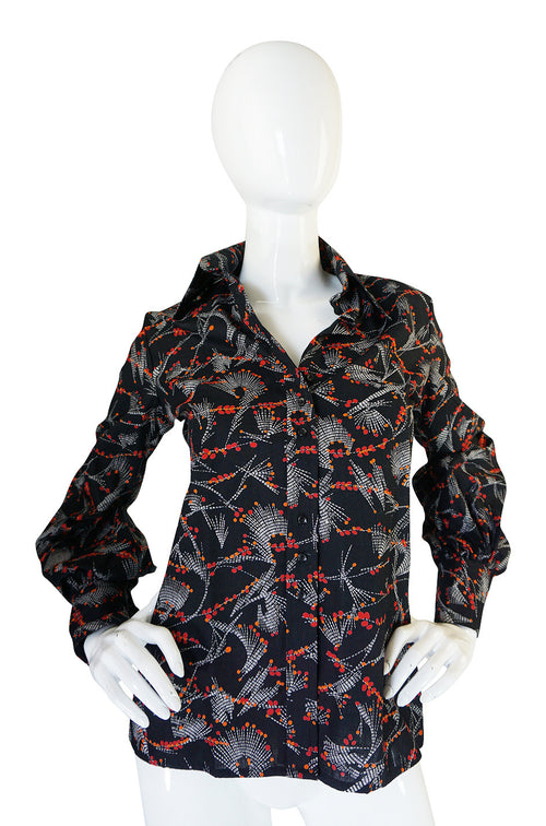 1970s Ben Sherman Black Print Cotton Shirt