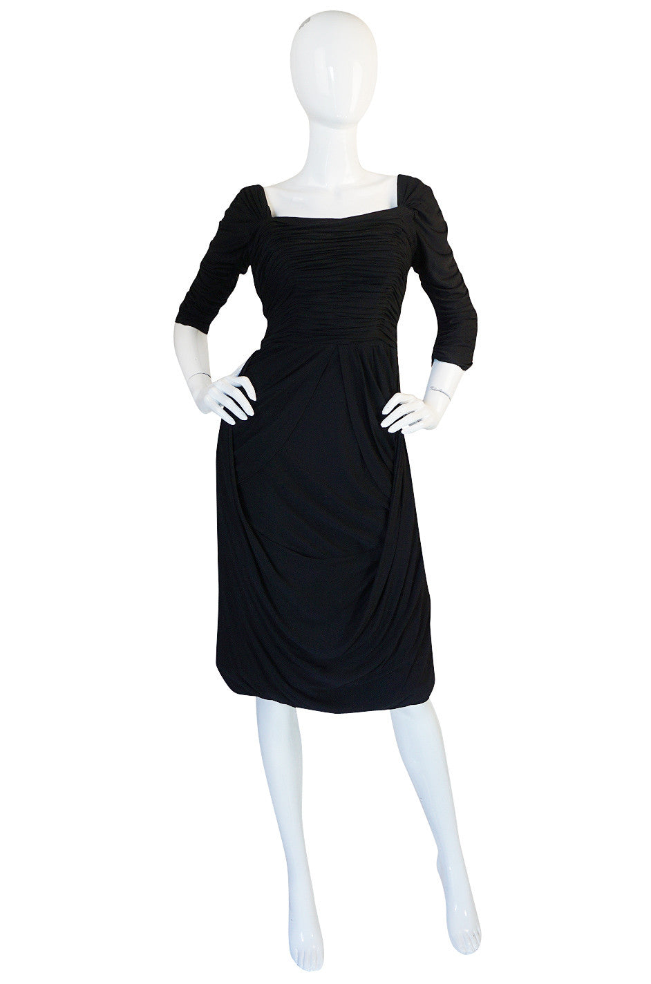 1940s Ceil Chapman Attr. Black Jersey Draped Dress – Shrimpton Couture
