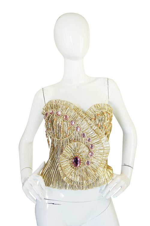 1980s One of a Kind Anthony Ferrara Gold Bead Bustier