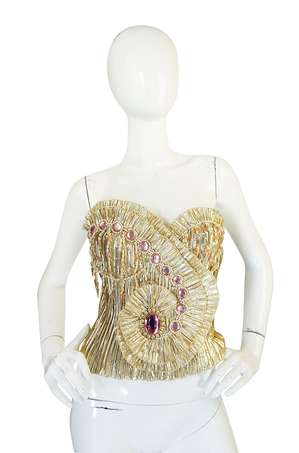 1980s One of a Kind Anthony Ferrara Gold Bead Bustier