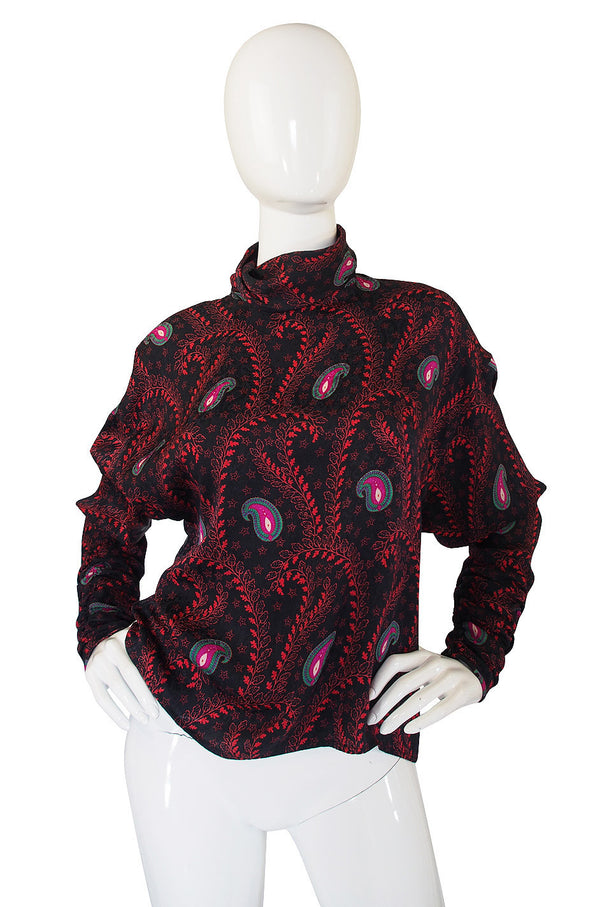 1980s Ungaro Silk Print Paisley Top