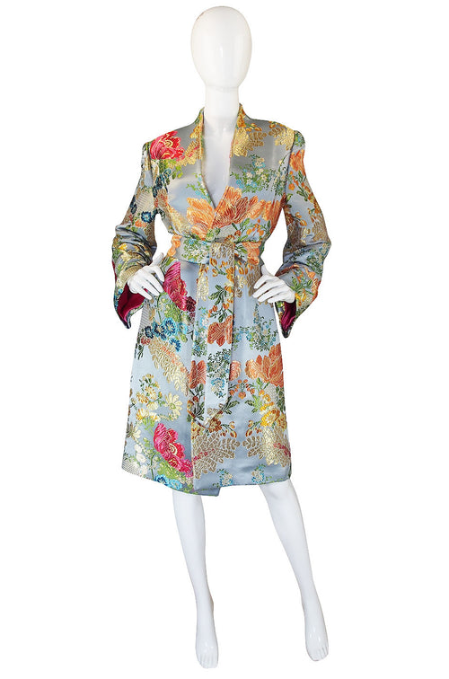 1990s Peggy Jennings SIlk Brocade Wrap Coat