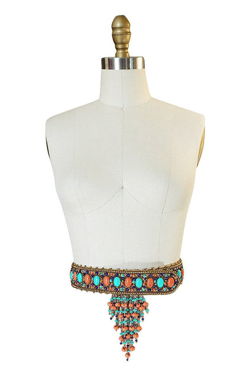 1960s Completely Covered Cabochon and Beaded Belt