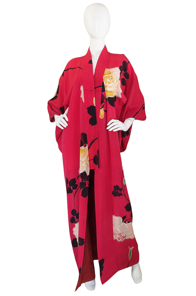 1930s Floral Hand Painted Silk Red Kimono – Shrimpton Couture