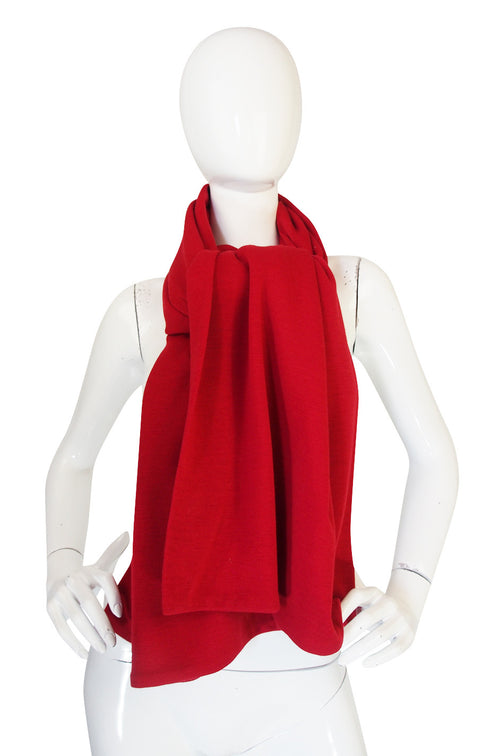 1970s Red Yves Saint Laurent Jersey Knit Scarf