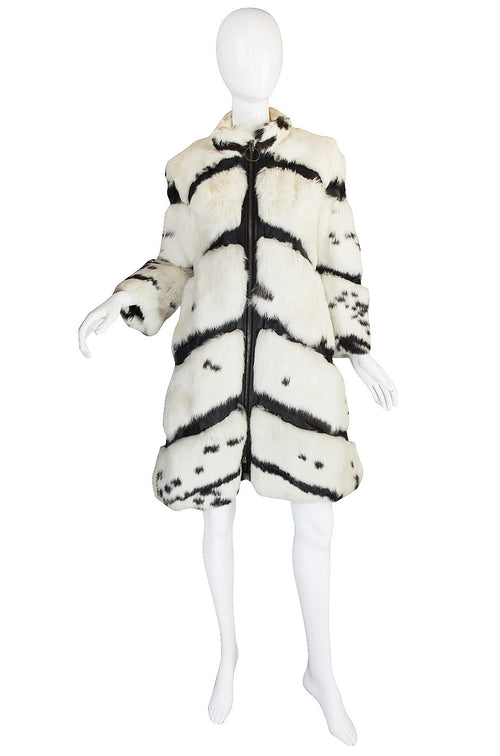 1970s Spotted Rabbit and Leather Fur Coat