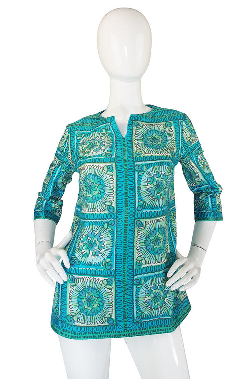 1960s Collectible Vera Cotton Print Tunic Top