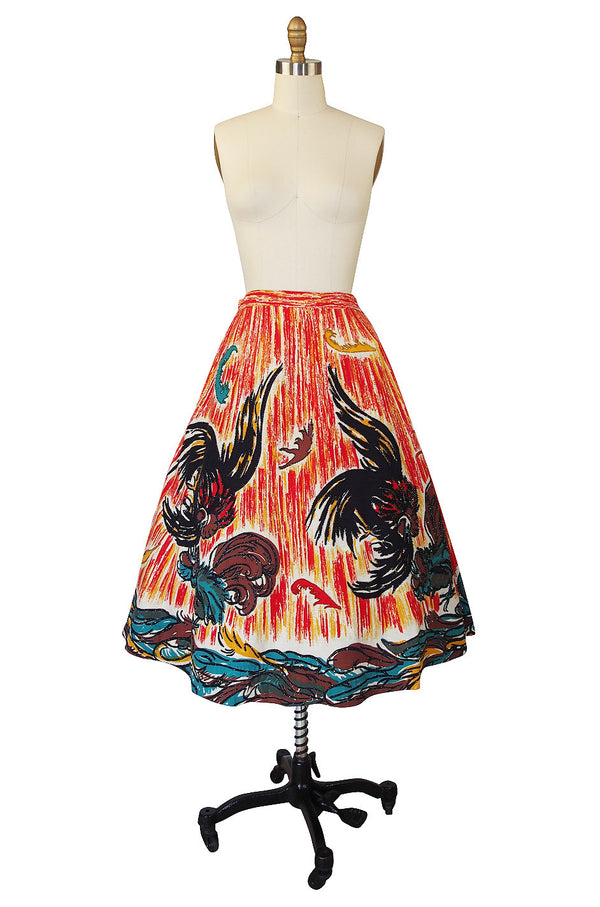 1950s Beaded & Hand Painted Mexican Circle Skirt