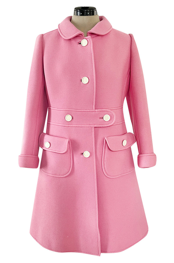 Exceptional Museum Held Fall 1969 Andre Courreges Couture Sculpted Pink Coat