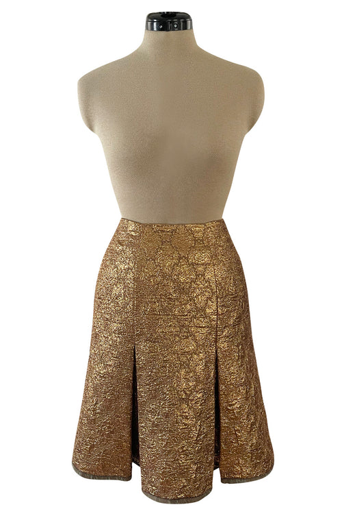 Gorgeous Spring 2002 Prada Runway Skirt Look 47 Gold Silk Metallic Lame Skirt