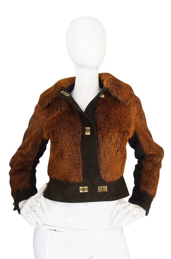 1970s Dyed Beaver Fur & Suede Turn Key Jacket