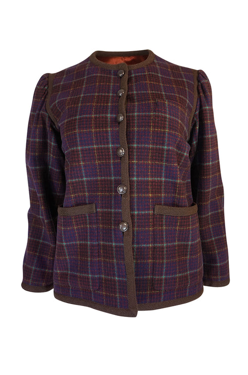 c1966-1970 Yves Saint Laurent Classic Box Cut Plaid Jacket