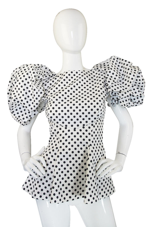 1980s Dramatic Vicky Tiel Couture Dot Top