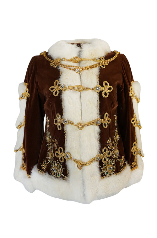 Remarkable 1960s Heavily Embellished Velvet & Fur Band Jacket