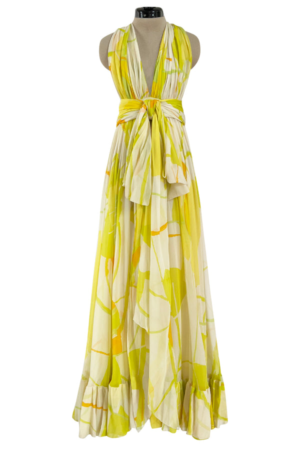 Beautiful 1973 Christian Dior by Marc Bohan Printed Silk Chiffon Dress