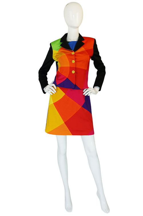 1980s Moschino Cheap & Chic Rainbow Colored Dress & Jacket