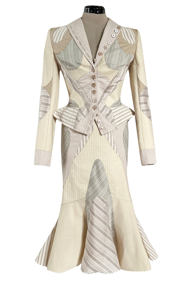 Highly Documented Spring 2004 Alexander McQueen 'Deliverance' Look 55 Patchwork Suit